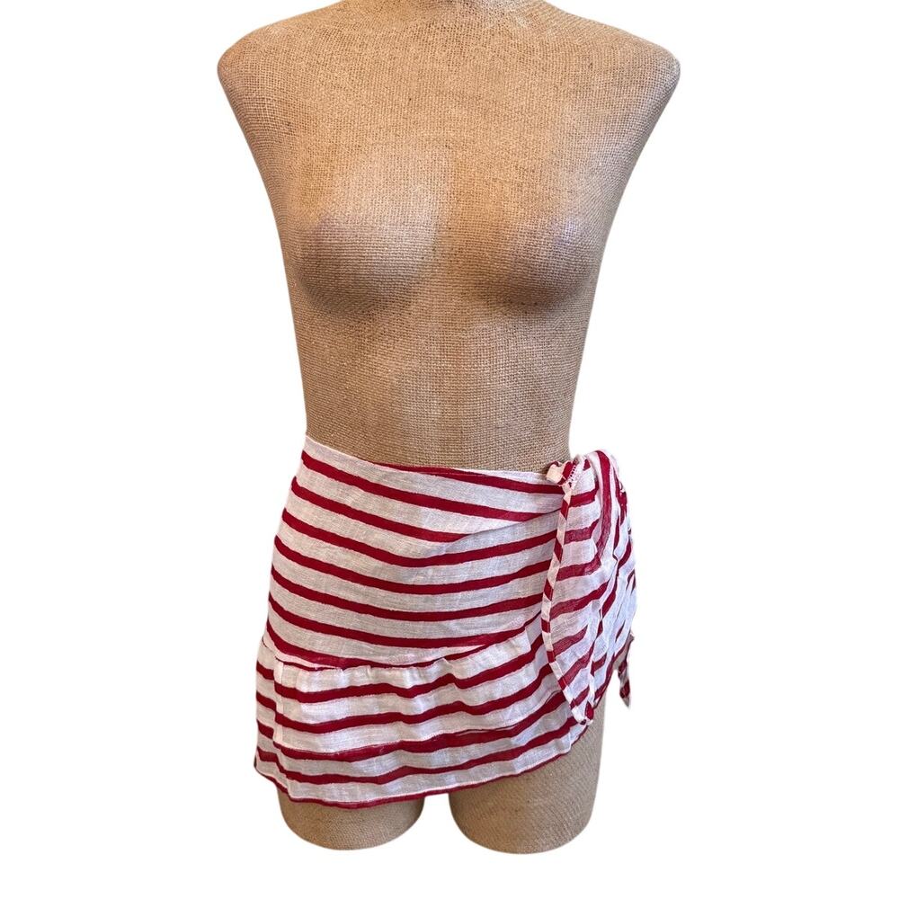 Ralph Lauren Collection Purple Label Red White Stripe Swim Cover Up Skirt Medium